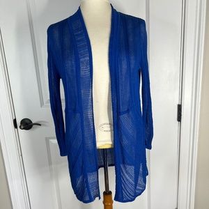 Chico's Size 0, Light Weight Blue Open Long Sleeve Cardigan